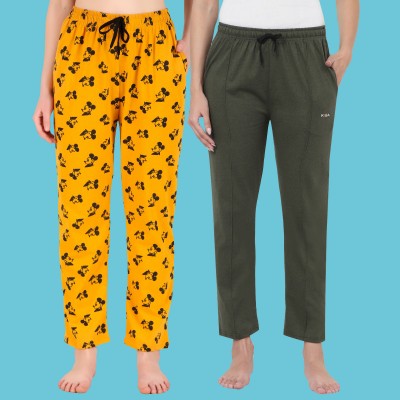 Priyansh Enterprises Printed Women Dark Green, Yellow Track Pants