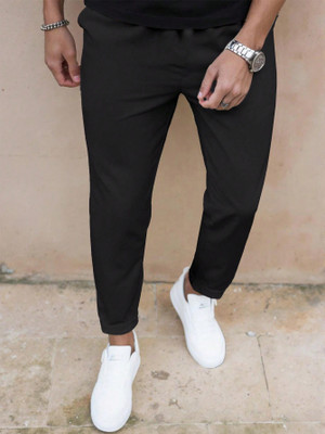 Ogha Solid Men Black Track Pants