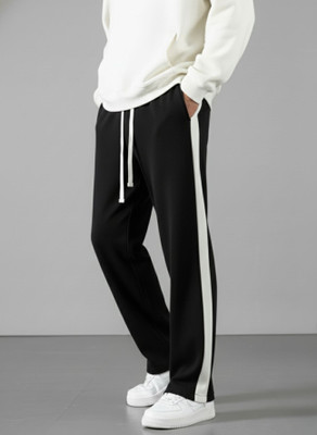 INDICLUB Colorblock Men Black, White Track Pants