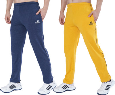 Diwazzo Solid Men Yellow, Blue Track Pants