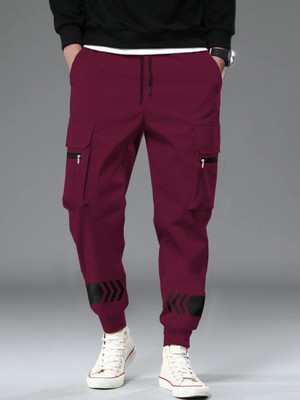 TRIPR Printed Men Maroon Track Pants