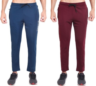 RiverHill Solid Men Light Blue, Maroon Track Pants