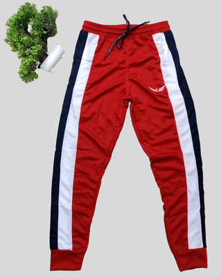 Crease & Clips Colorblock Men Red Track Pants