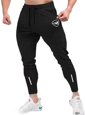 Real Spike Printed Men Black Track Pants