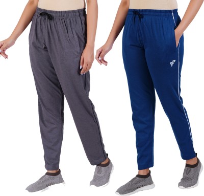 FEEL TRACK Solid Women Blue, Grey Track Pants