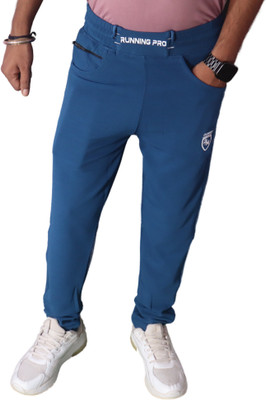 running pro Solid Men Light Blue Track Pants