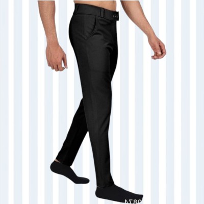 MAANU Solid Men Black Track Pants