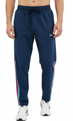 Spadyy Solid, Striped Men Blue Track Pants