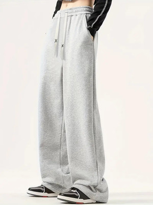 Dockstreet Solid Men Grey Track Pants