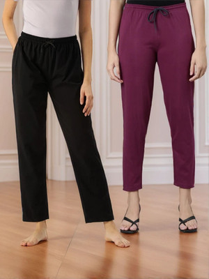 Kryptic Solid Women Black, Purple Track Pants