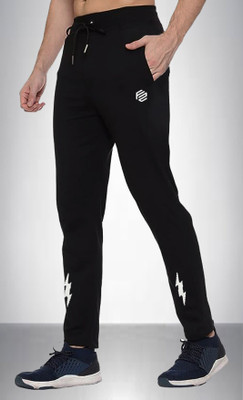 FLYZEN Self Design Men Black Track Pants