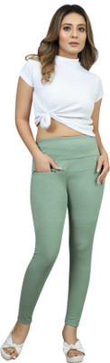 RHEY Self Design Women Green Track Pants
