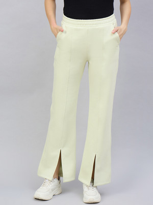 98 Degree North Solid Women Light Green Track Pants