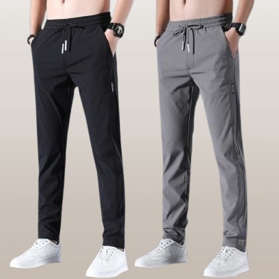 FICKA Solid Men Black, Grey Track Pants