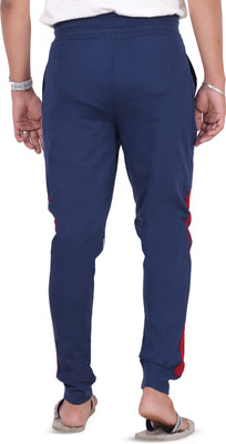 Ecolove Self Design, Colorblock Men Dark Blue Track Pants