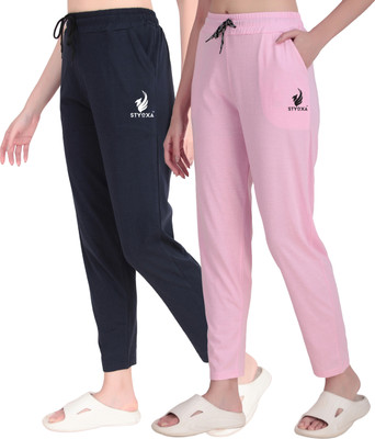 STYOXA Solid Women Dark Blue, Pink Track Pants