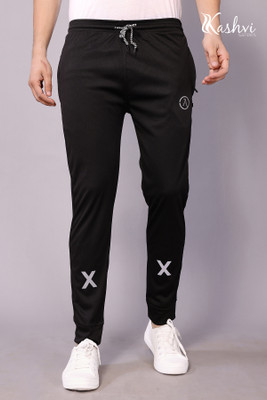 Kashvi Self Design Men Black Track Pants