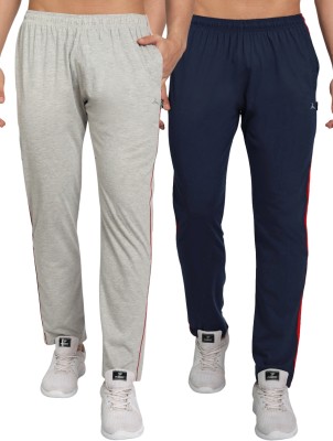 Zeffit Solid Men Grey, Dark Blue Track Pants