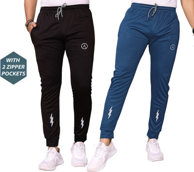 ANAND Self Design Men Black, Blue Track Pants