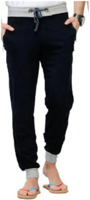 HouseOfCommon Solid Men Black Track Pants