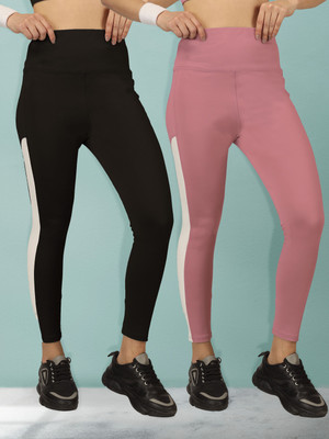 BEYOGINI Solid, Striped Women Black, Pink Track Pants
