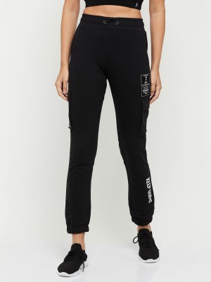 MAX Solid Women Black Track Pants