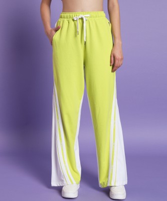 PockMAN Solid Women Light Green, White Track Pants