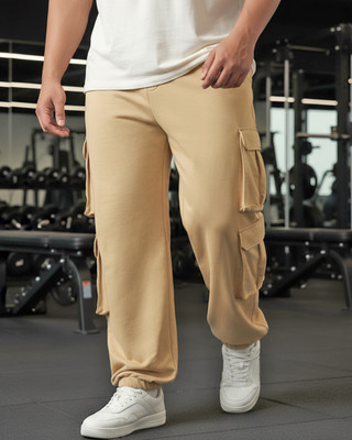 BEWAKOOF Solid Men Brown Track Pants