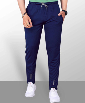 ask Solid Men Blue Track Pants
