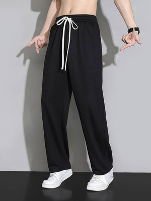 Dockstreet Solid Men Black Track Pants