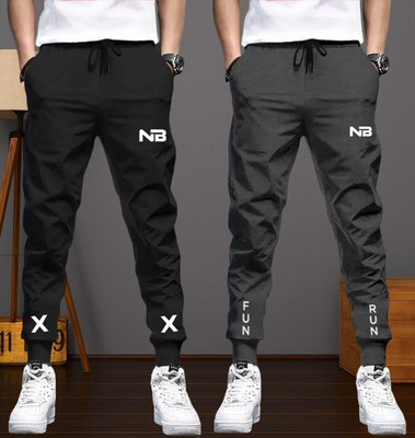 NB NICKY BOY Printed Men Black, Grey Track Pants