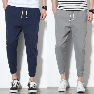 OHGORY Solid Men Dark Blue, Grey Track Pants