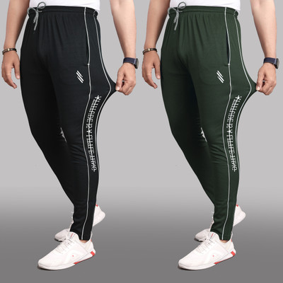 Z-DEVIL Printed Men Dark Green, Black Track Pants
