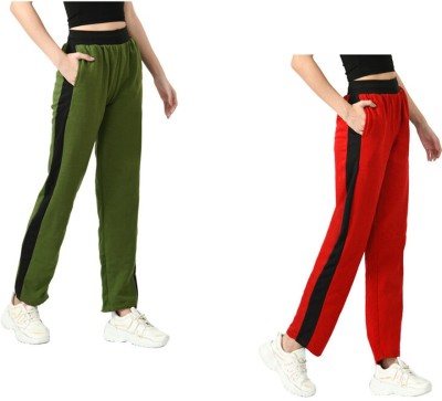 KAVYA Striped Women Green, Red Track Pants