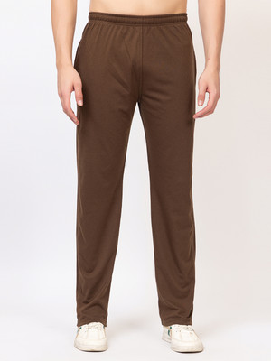 Zeffit Solid Men Brown Track Pants