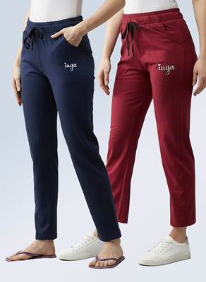 HouseOfCommon Solid Women Blue, Maroon Track Pants