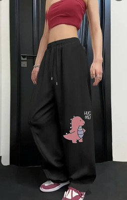 LUGRANTHA Printed, Graphic Print Women Black Track Pants