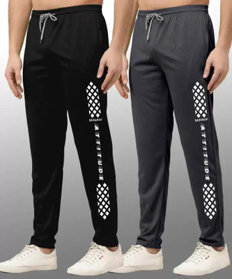 Malakar Printed Men Grey, Black Track Pants