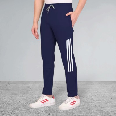 Covetvolo Design Striped Men Blue Track Pants