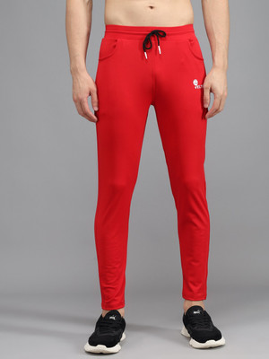 Veltick Solid Men Red Track Pants