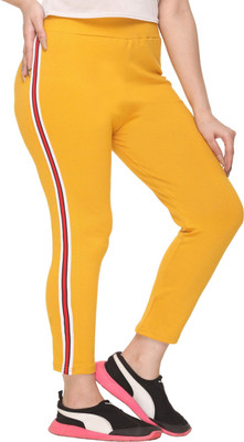 Weboasis Solid Women Yellow Track Pants