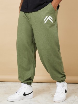 Styli Graphic Print Men Green Track Pants