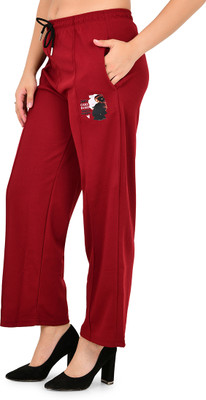 Romaan Fashion Solid Women Maroon Track Pants