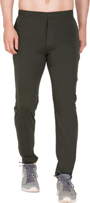 beUNIQ Solid Men Olive Track Pants