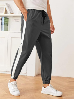 Jump Cuts Colorblock Men Grey Track Pants