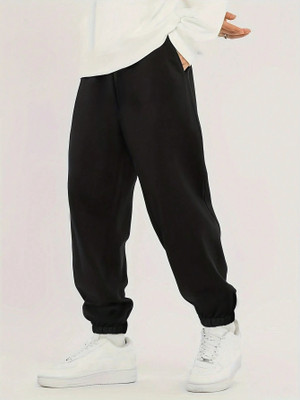 Dockstreet Solid Men Black Track Pants