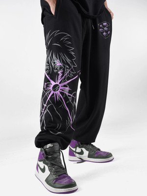 ComicSense Jujutsu Kaisen Anime Joggers Gojo Printed Baggy Fit Pant Printed Men Black Track Pants