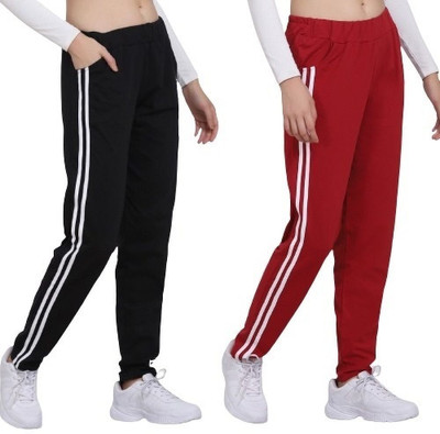 HARSHITA MART Solid Women Black, Maroon Track Pants