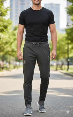 24 Street Solid Men Grey Track Pants