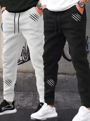 METRONAUT Printed Men Black, White Track Pants